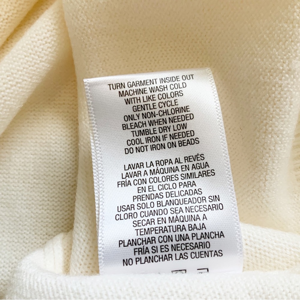 Basic Editions Ivory Sweater W/ Embellishments Si… - image 5